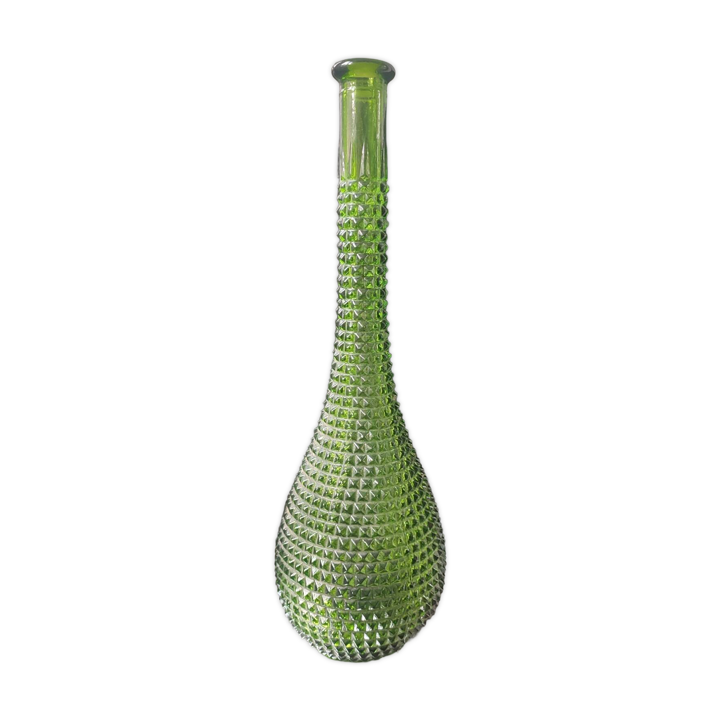 Empoli olive green bottle vase with diamond point - 39 cm
