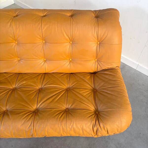 Grand canapé lounge vintage rembourré avec dossier, années 1970