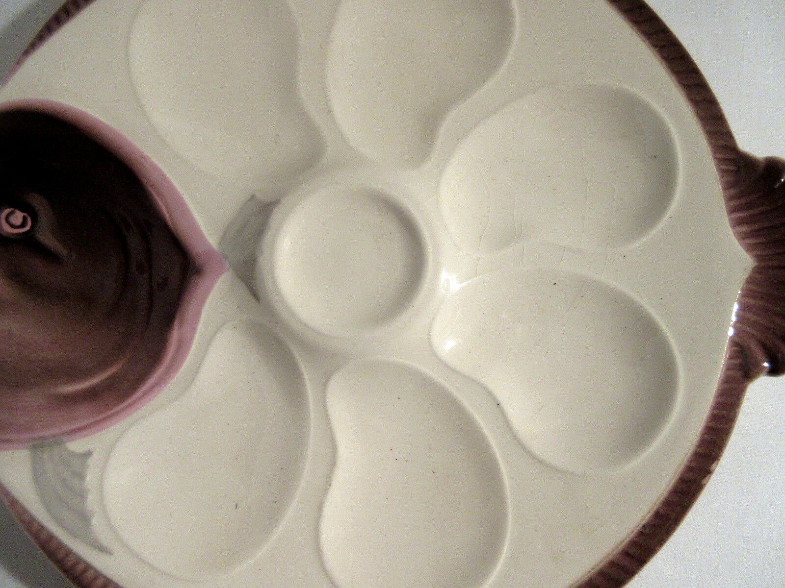 Oyster plate in bubble, fish-shaped signed LONGWY model Copenhagen