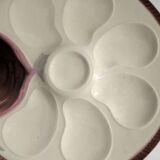 Oyster plate in bubble, fish-shaped signed LONGWY model Copenhagen