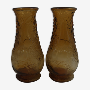 Pair of amber vases Bambicho vintage