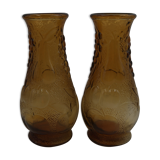 Pair of amber vases Bambicho vintage