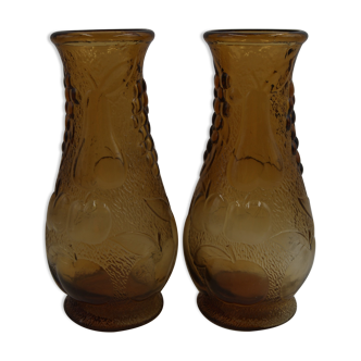 Pair of amber vases Bambicho vintage