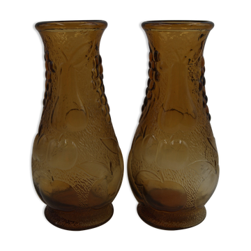 Paire vases ambré Bambicho vintage
