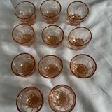 Set of 11 vintage Rosaline digestif glasses
