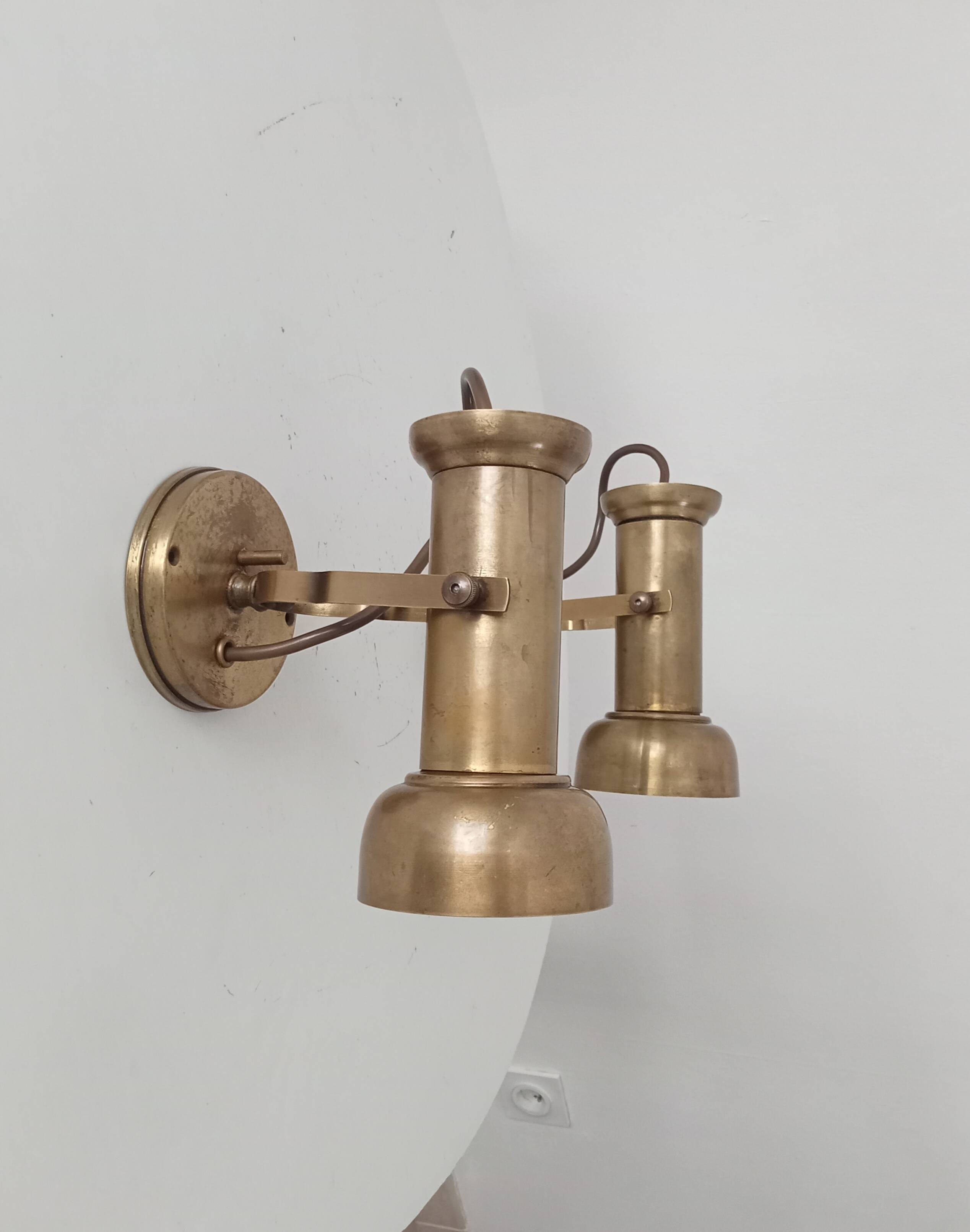 Pair of vintage wall sconces CVL in solid gold brass.