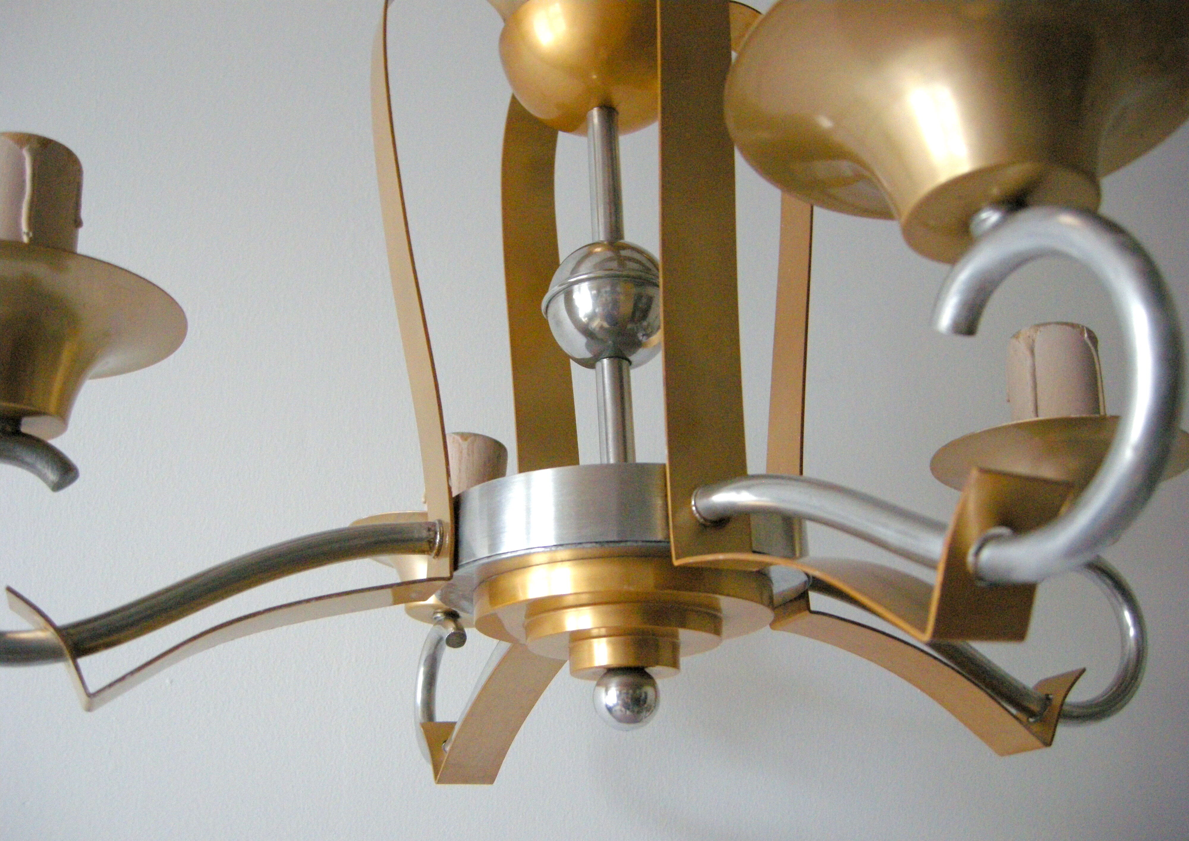 Vintage chandelier 1950 aluminum