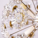 Sputnik Chandelier by Kamenicky Senov, Czechoslovakia, 1970s, Brass / Glass