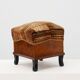 Pair Art Deco walnut stools with original velvet upholstery, Italy 1920s