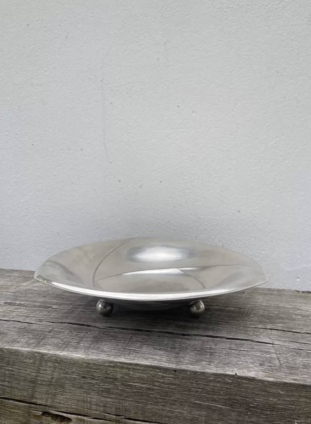 Art Deco ball footed dish with silver metal