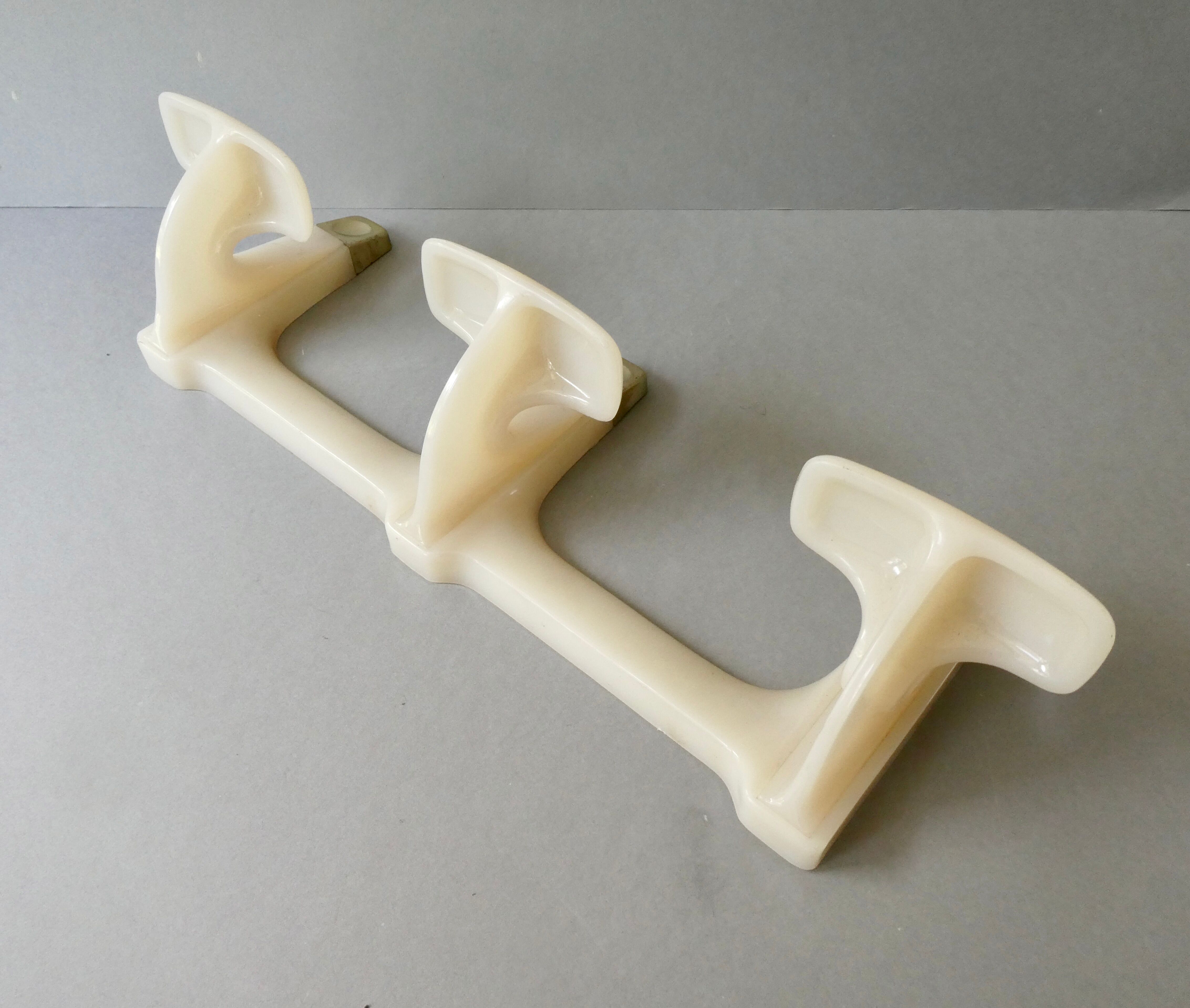 Wall coat rack with 3 hooks, 70s