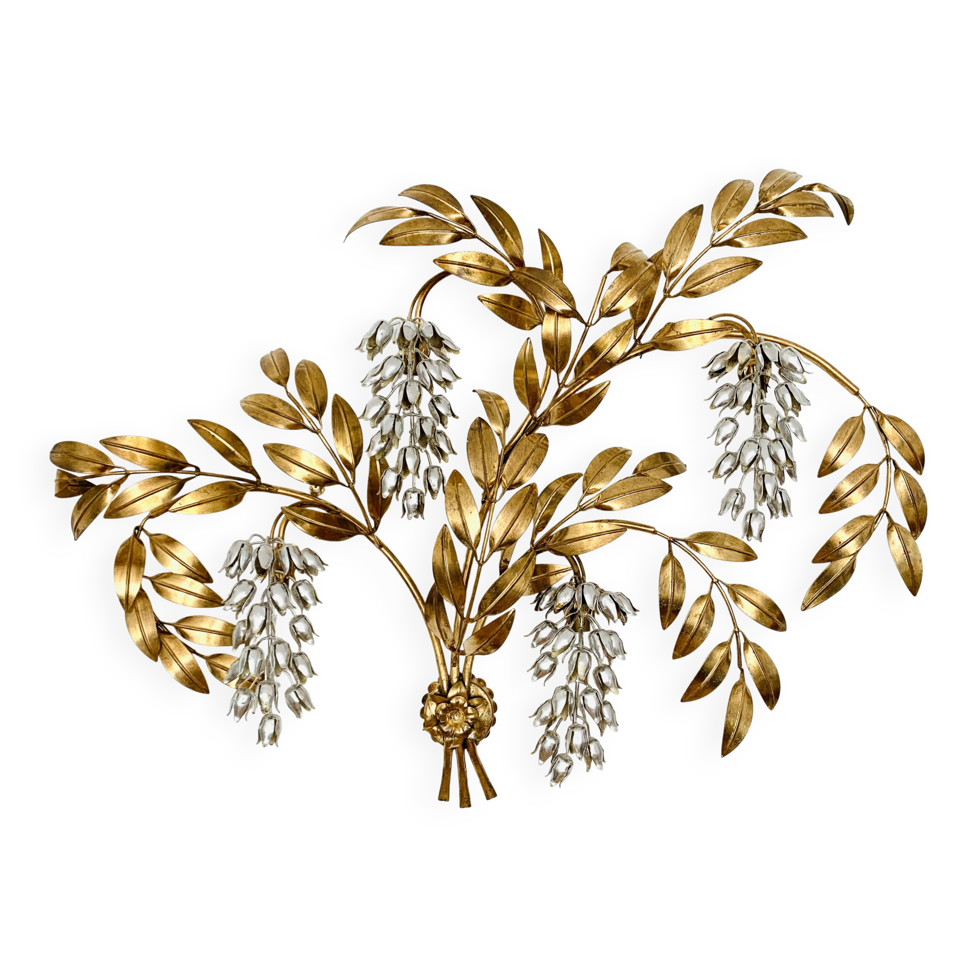 Grande applique murale Hollywood Regency en forme de feuille de palmier par Hans Kögl