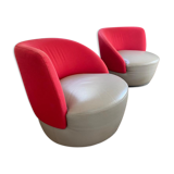 2 leather armchairs "you and me" turning