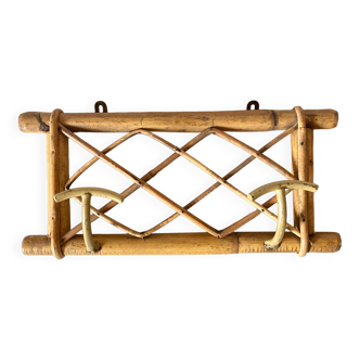 Rattan and metal coat rack