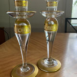 Set of two Saint Louis Thistle crystal candle holders