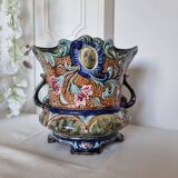 Antique ceramic macetero Barbotines Onnaing Siglo XIX Art Nouveau