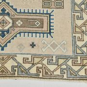 3x6 Cream Blue Oriental Vintage Rug, 109x187Cm