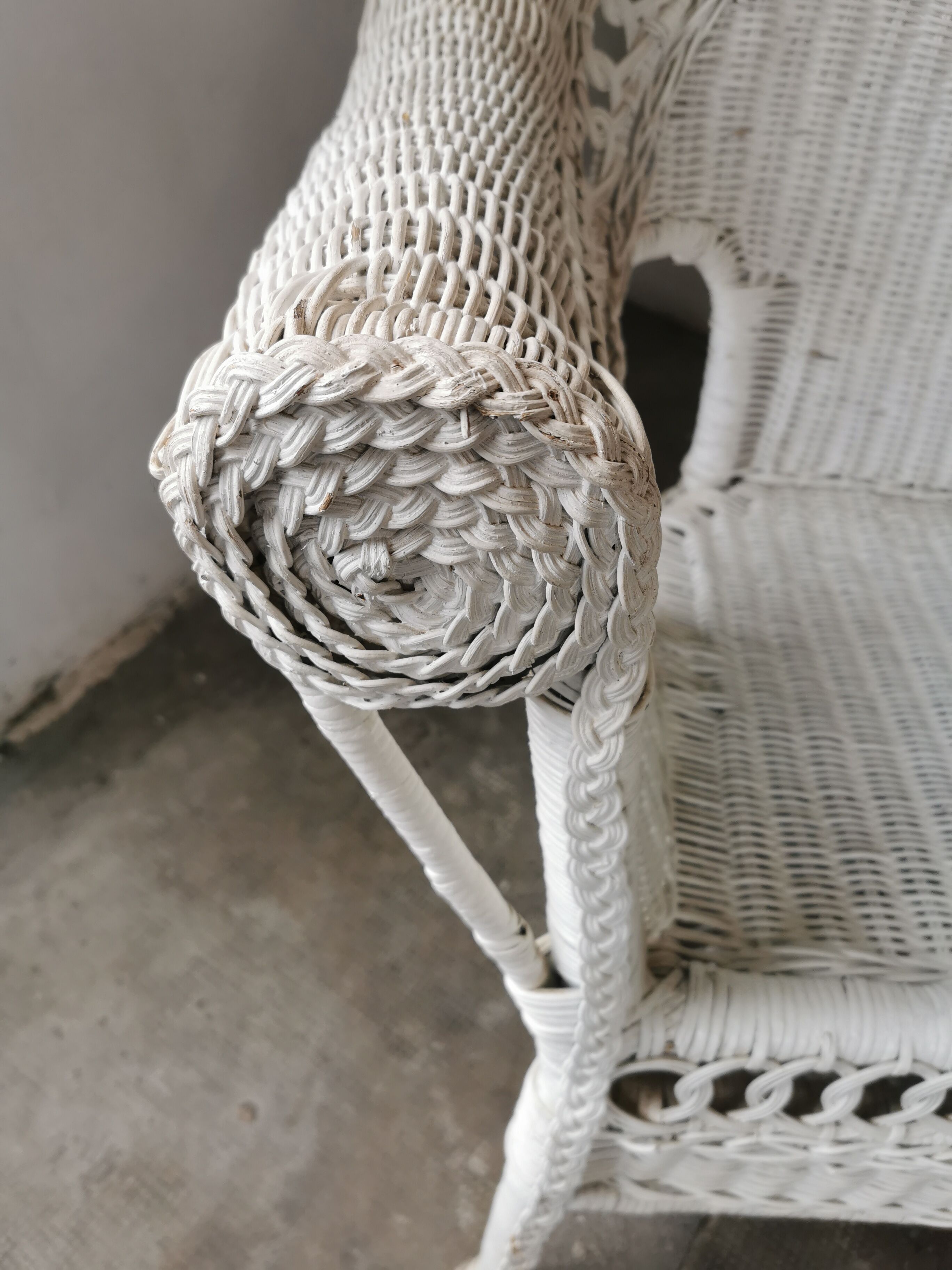 Banquette en rotin blanc