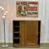 1930s English fir sideboard with sliding doors