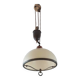 Old large pulley chandelier in brass and glass
