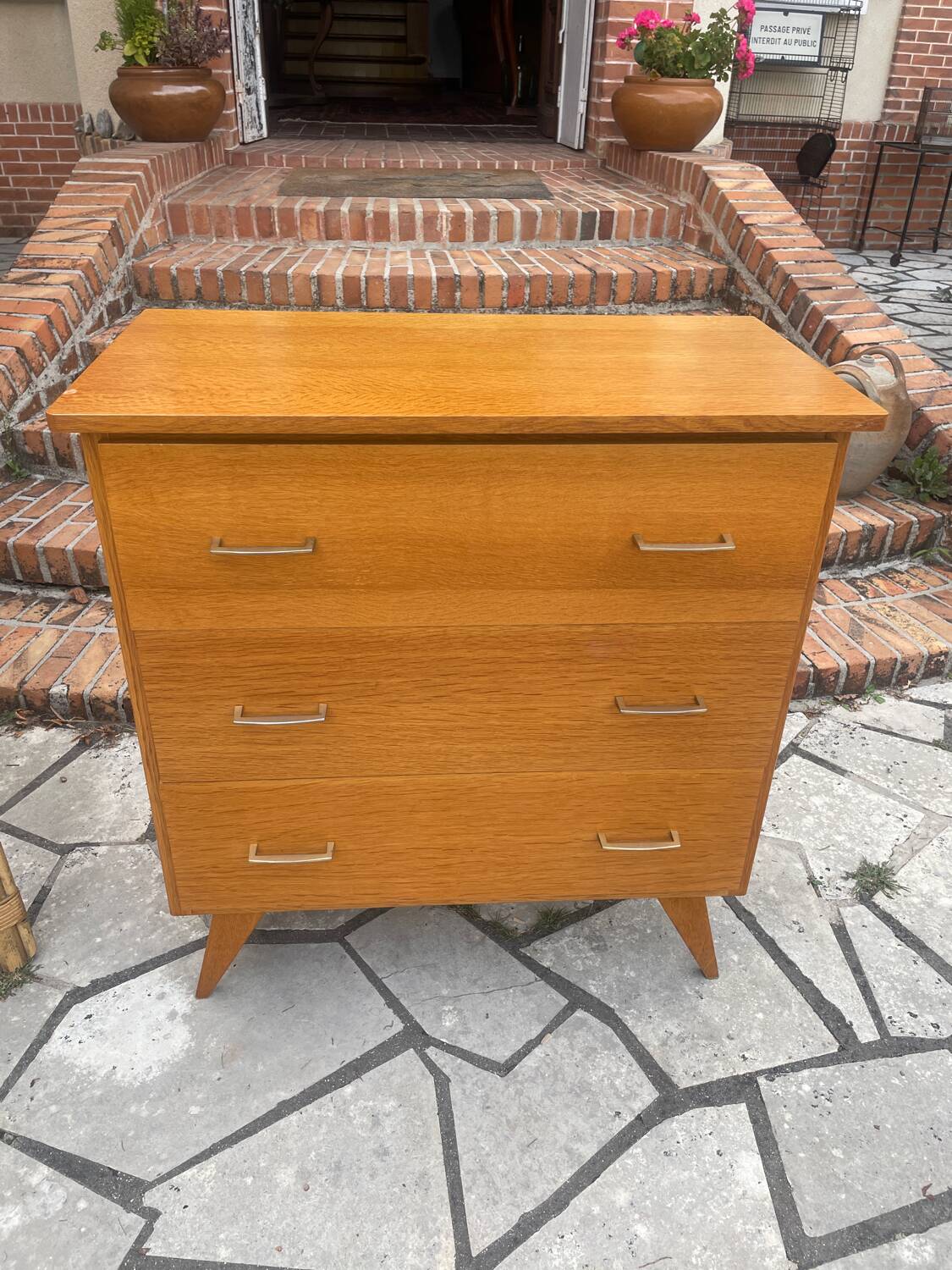 Vintage chest of drawers with compass feet