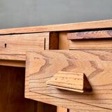 Bureau ancien en chêne massif brut, aérogommé et ciré