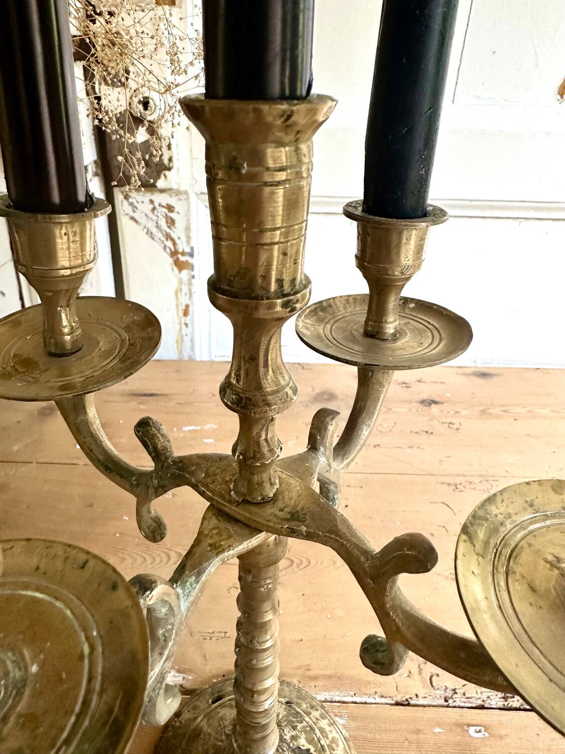 Five-branched brass candlestick