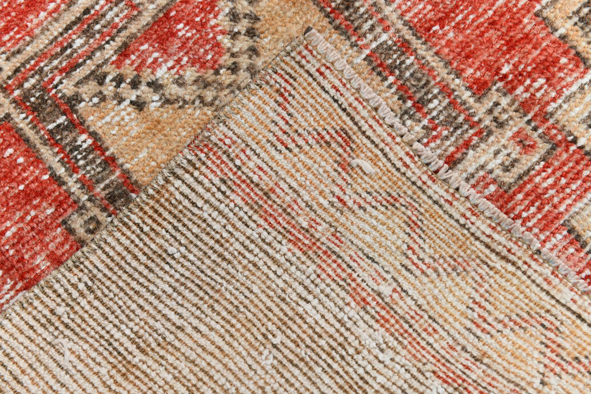 3x10 Red Brown Tribal Pattern Vintage Runner Rug, 78x305Cm