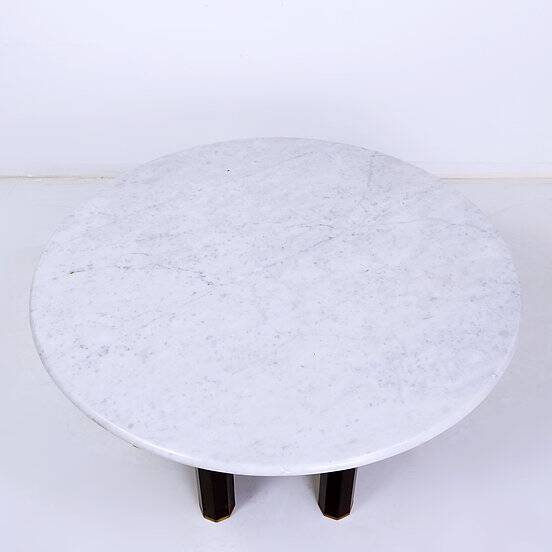 Jan Vlug Coffee Table with Round Marble Top - 1970s - Belgium