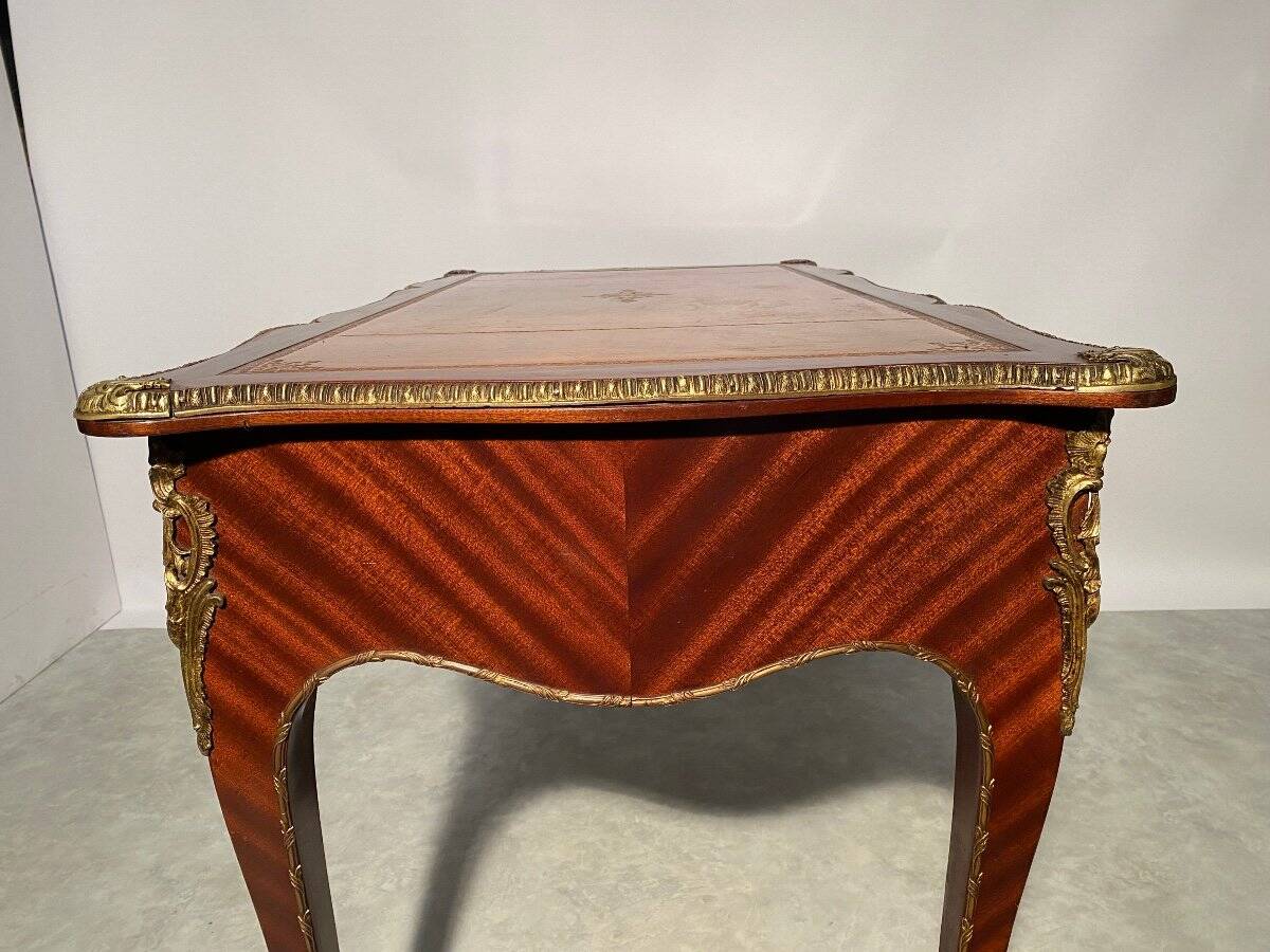Louis XV style mahogany veneer flat desk
