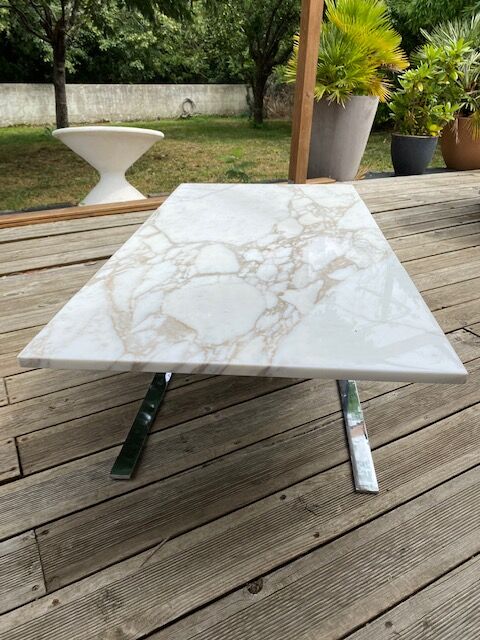 Table basse marbre calacatta design 1970