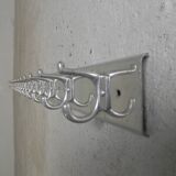 225cm Aluminum Wall Coat Rack with 16 Double Hooks, 1960s