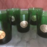 Lot de 7 verres verts italiens de byrrh