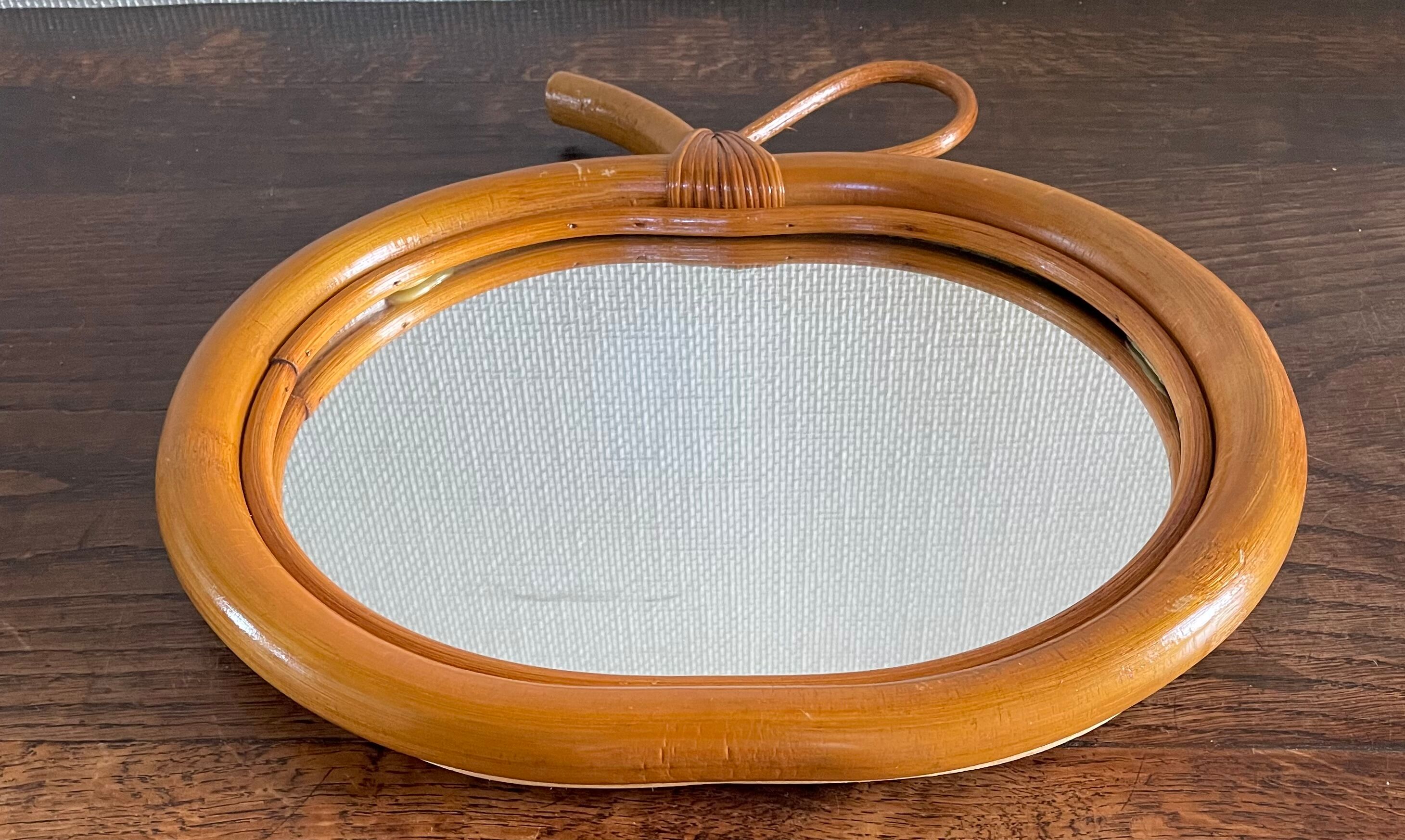Miroir pomme en rotin & bambou 33x34cm