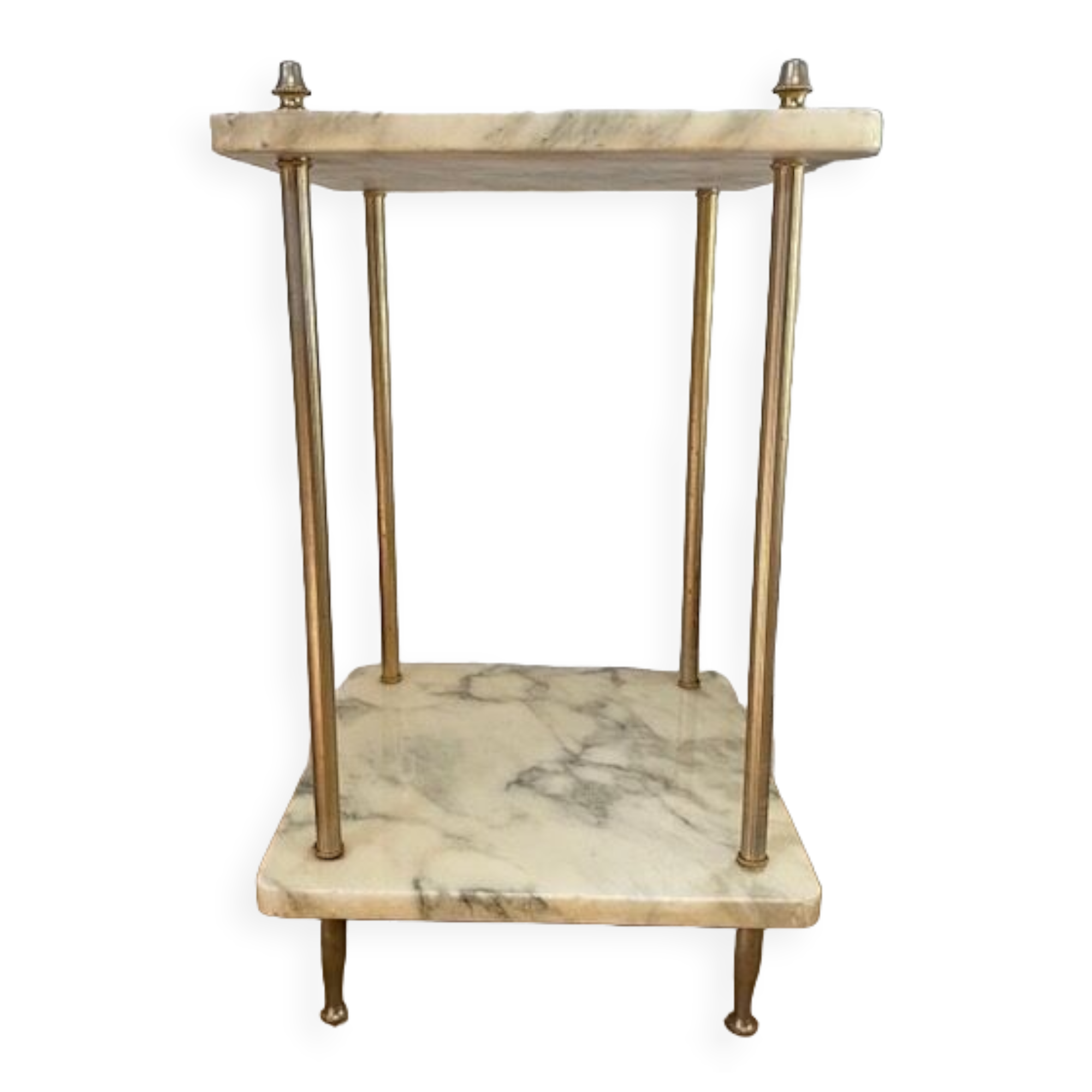 Marble and brass sofa pedestal table