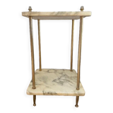 Marble and brass sofa pedestal table