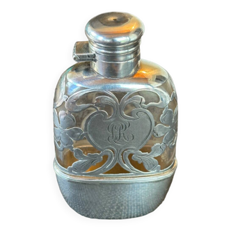 Old silver alcohol flask