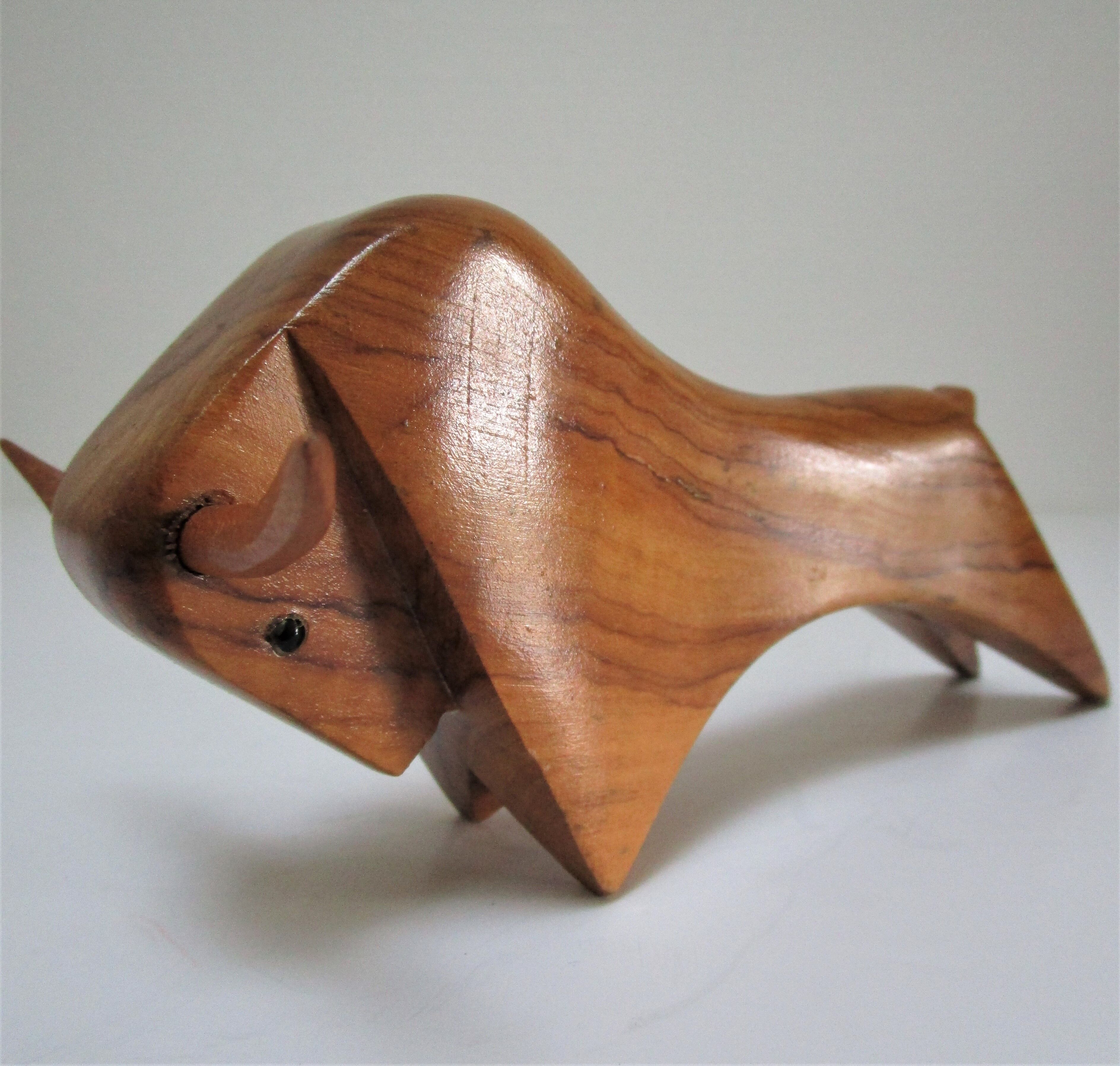 Wooden candlestick bull 70s