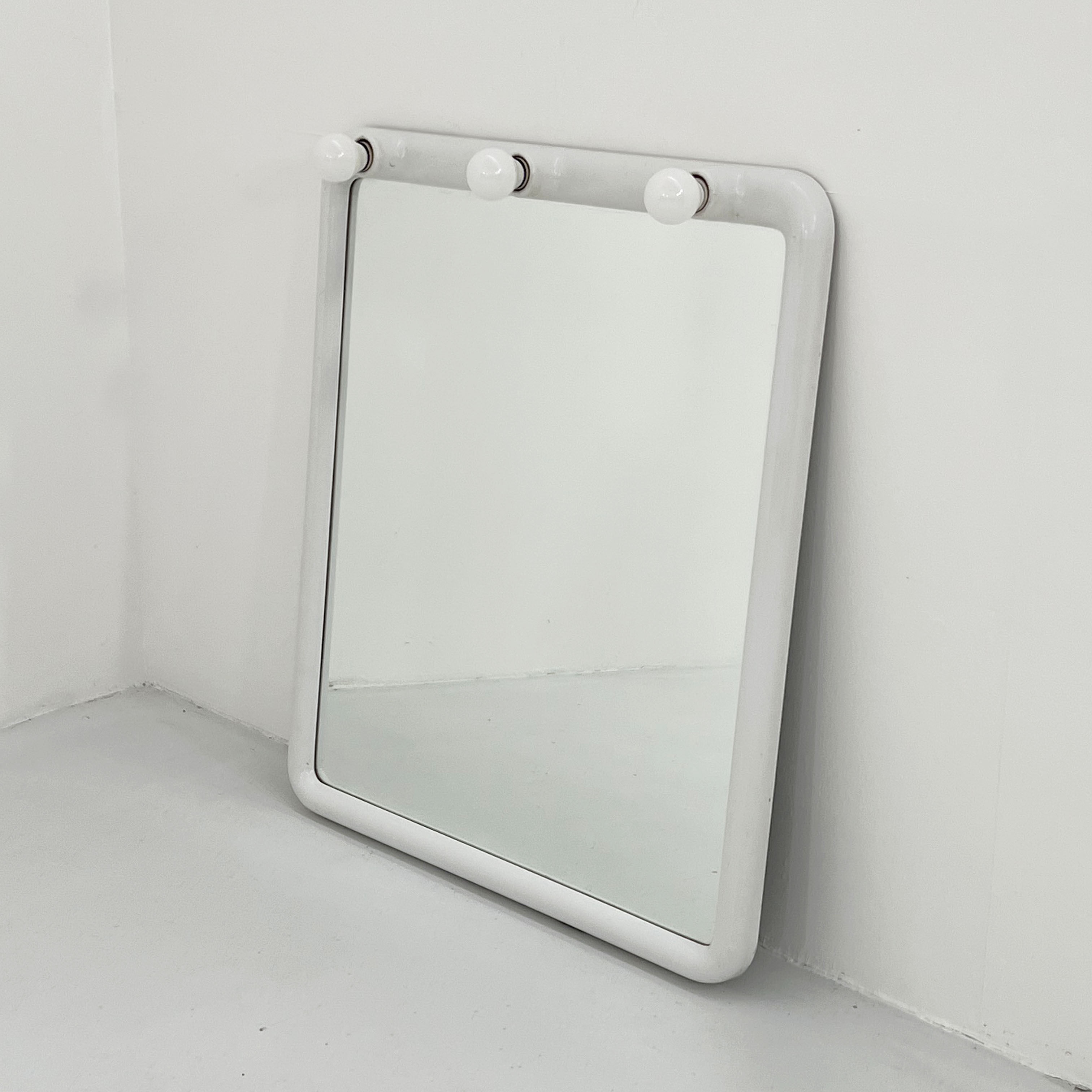 White bulb mirror by carrara & matta, 1970