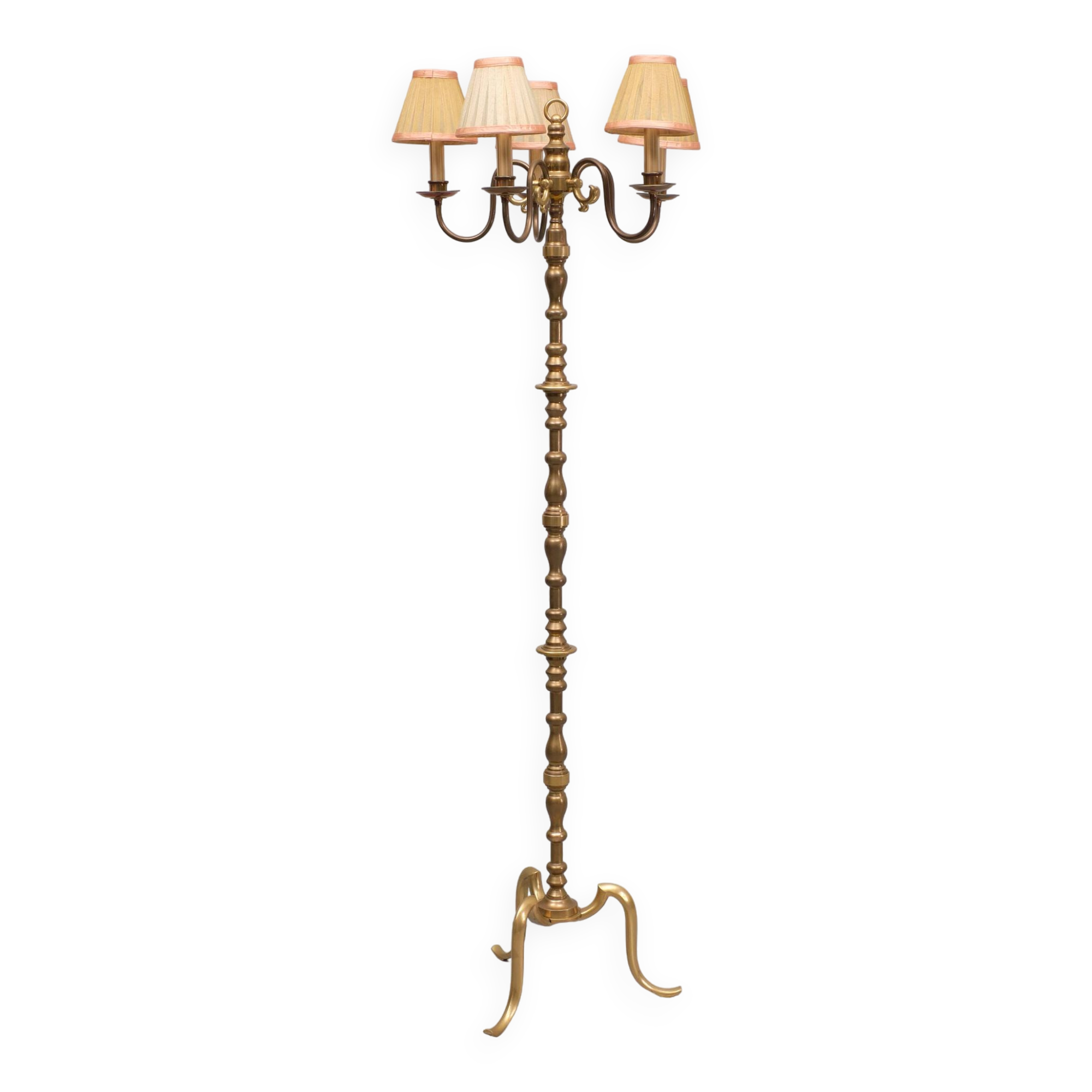 Lucien Gau style brass floor lamp 1960s france