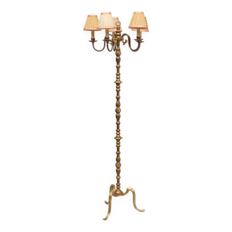 Lucien Gau style brass floor lamp 1960s france