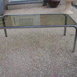 Coffee table chrome and smoked glass
