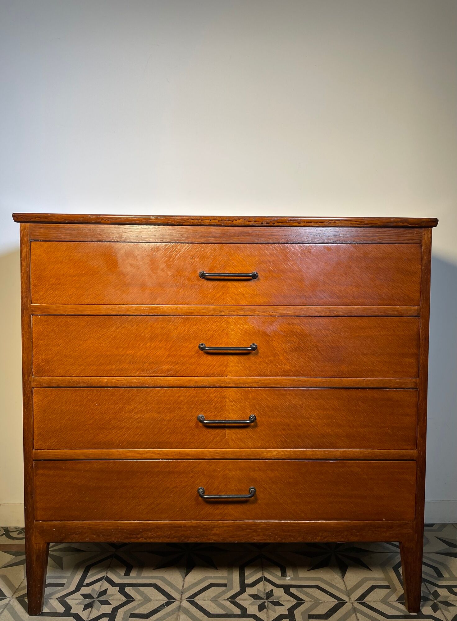Antique chest of drawers 4 drawers, compass feet, 1960s