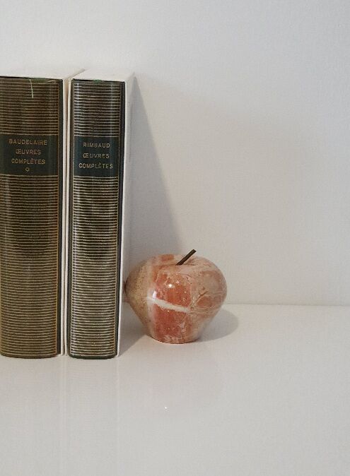 Vintage paperweight in marble and brass