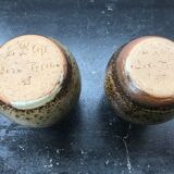 Paire de vases ancien le cep grès Jean Tessier vintage