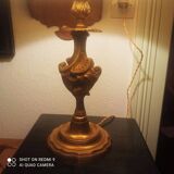 Bronze lamp 1960s Louis XV style / Rocaille with lampshade - H 60 cm