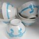 Bol ancien  céramique faïence blanc ruban bleu français des années 50 vintage