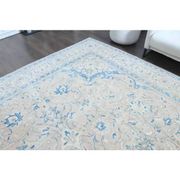 1970s Vintage Persian Handmade Wool Cotton Blue Area Rug 297x400