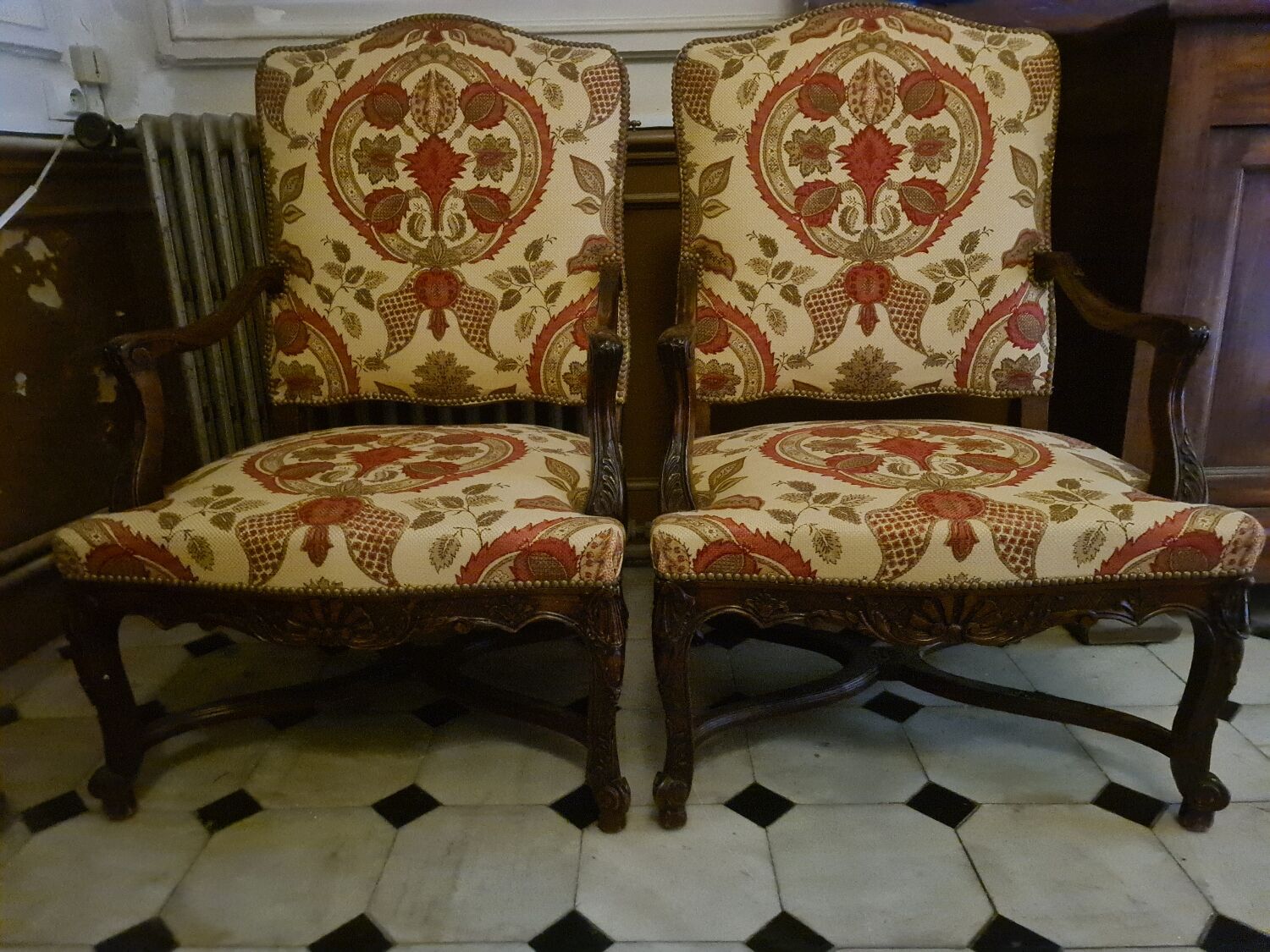 Pair of armchairs regence style nineteenth