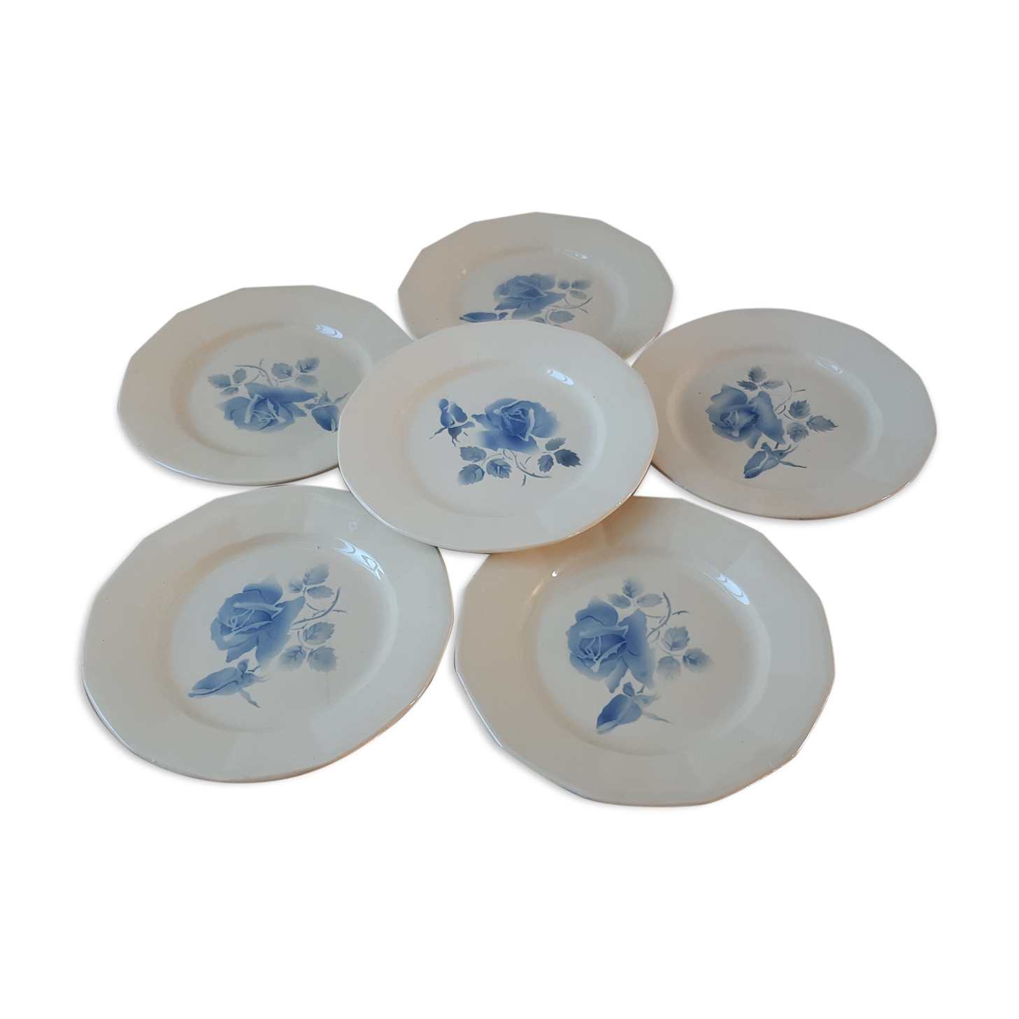 Set of 6 flat plates Digoin Sarreguemines 30s